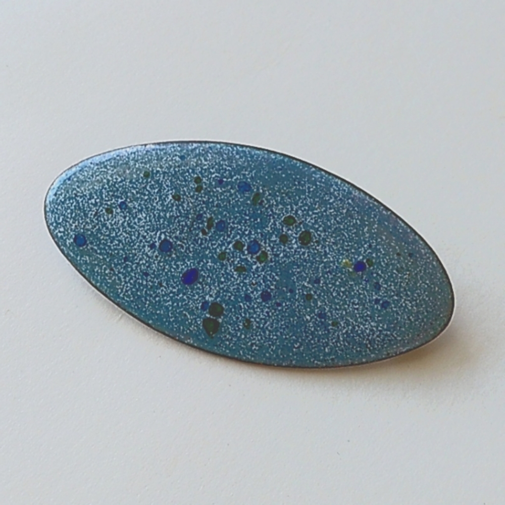 Copper Enamel blue pin broochntage Mid-Century Modern Enamel on Copper Abstract